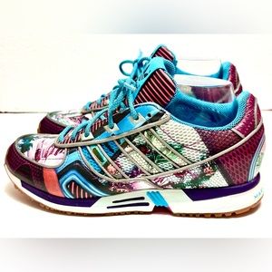 Adidas Mary Katrantzou Athletic Shoes Sneakers Floral Flowers Purple Pink 6.5